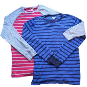 2 Childrens Place Waffle Knit Boys XXL/ 16 Striped Long Sleeve Cozy T-shirts